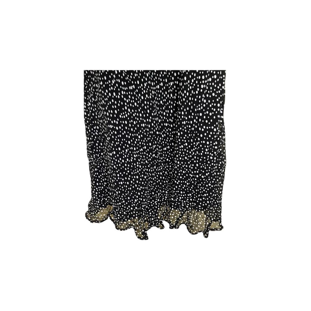 Y2K 90s Slip Dress Womens M Polka Dot Black Midi Flowy Baby Doll Dainty Ribbon - Picture 9 of 12